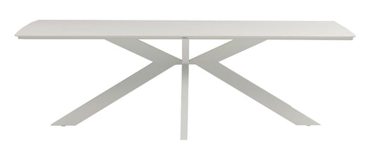 Mesa rectangular Bais 240x100 cm aluminio blanco y top cerámico beige