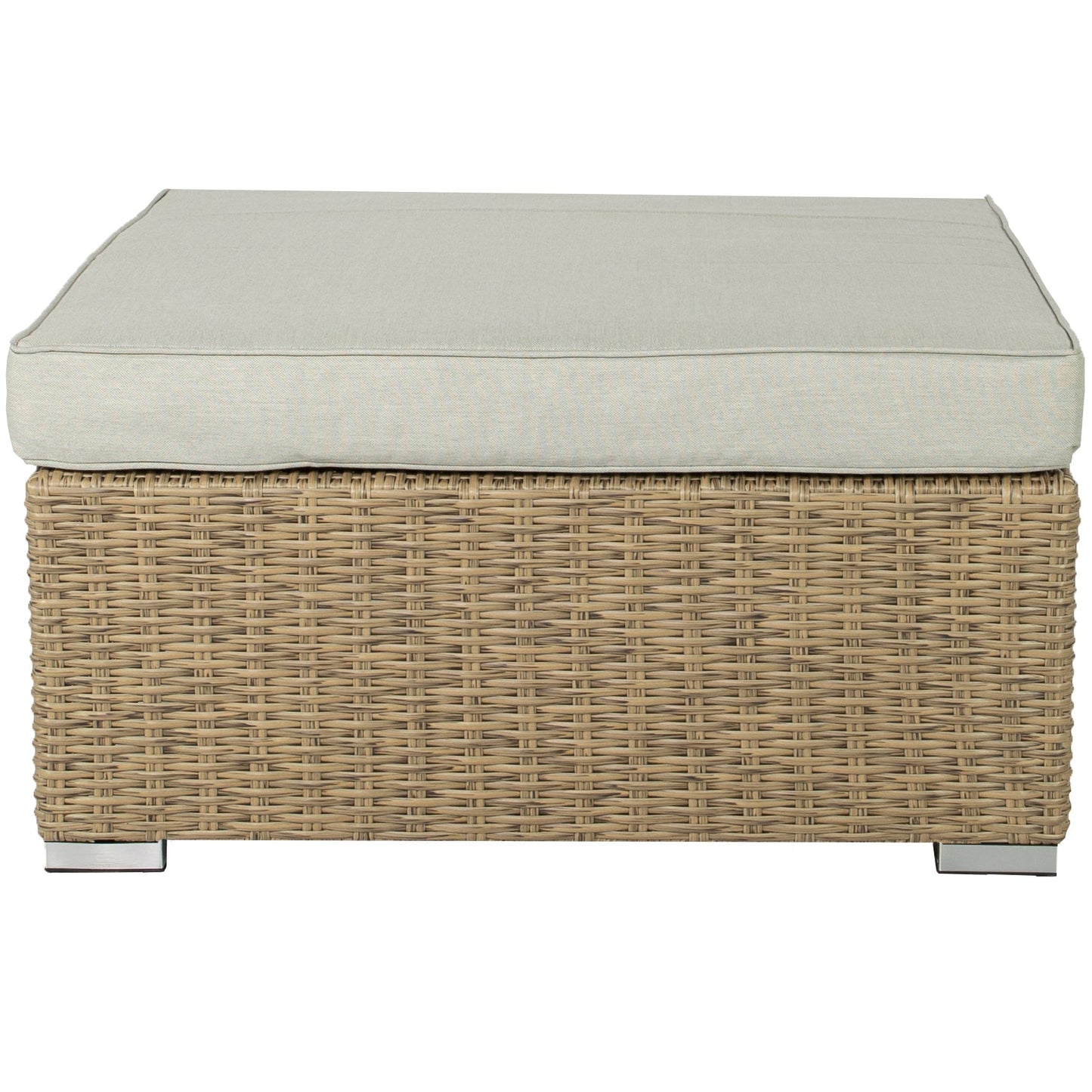 Mesa / Puf California aluminio y ratán sintético con cristal templado de 5 mm.