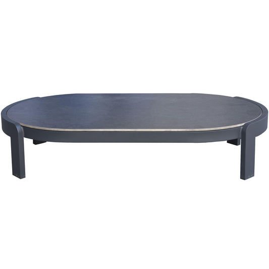 Mesa de centro Babylon aluminio gris antracita y top cerámico gris oscuro moteado