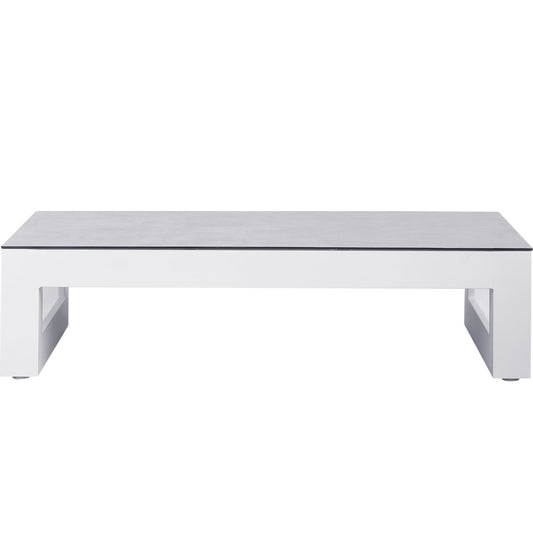 Mesa de centro Onix aluminio blanco cristal cerámico gris claro