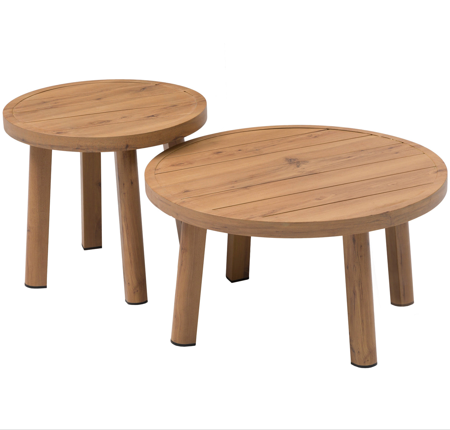 Mesa auxiliar Java Ø 50x44,5 cm aluminio efecto teca natural