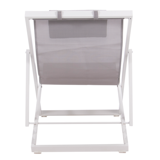 Tumbona Davis aluminio blanco y textilene gris claro