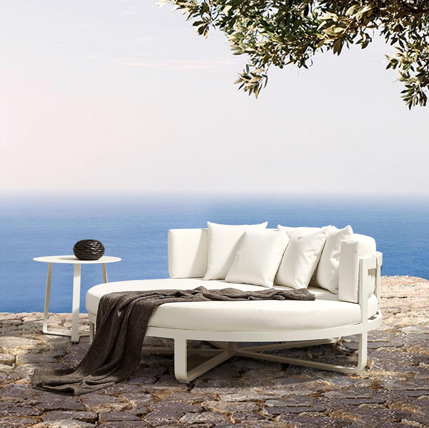 Mesa auxiliar Bangor Ø 60 cm aluminio blanco