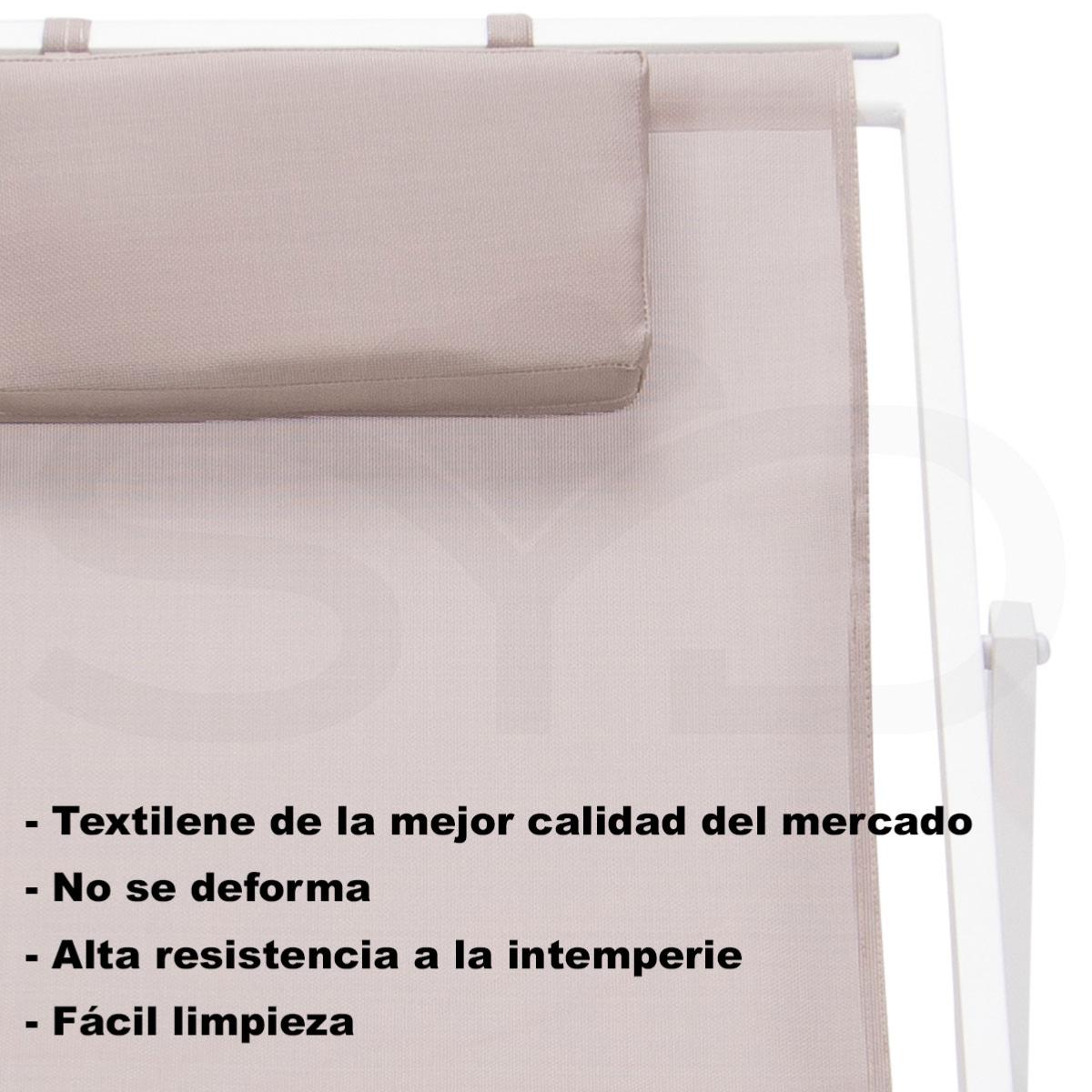 Tumbona Davis aluminio blanco y textilene taupe