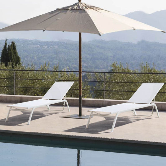 Tumbona Galt aluminio blanco y textilene gris claro