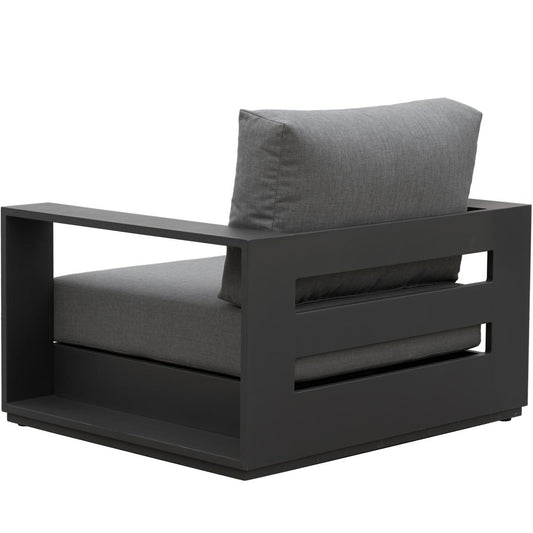 Sofá 1 plaza Ione aluminio antracita y textil gris medio