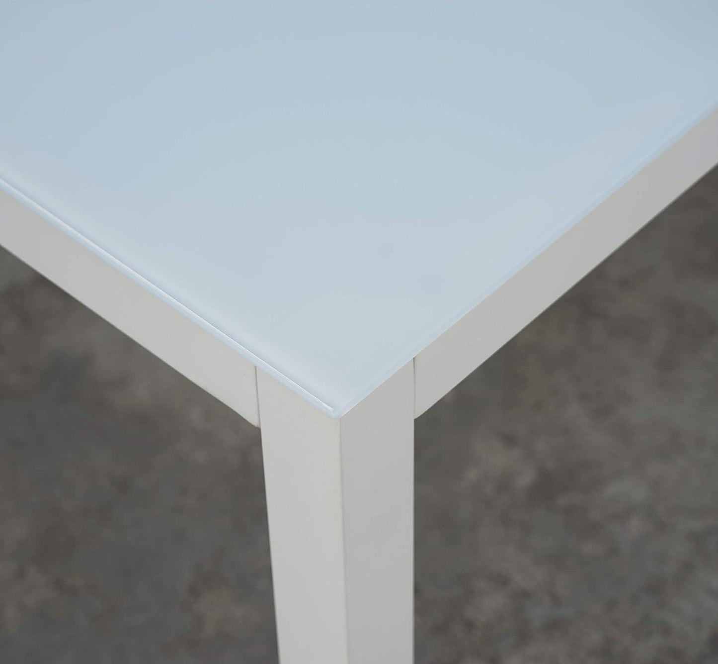 Mesa de comedor Adin 160*90 cm aluminio y cristal blanco