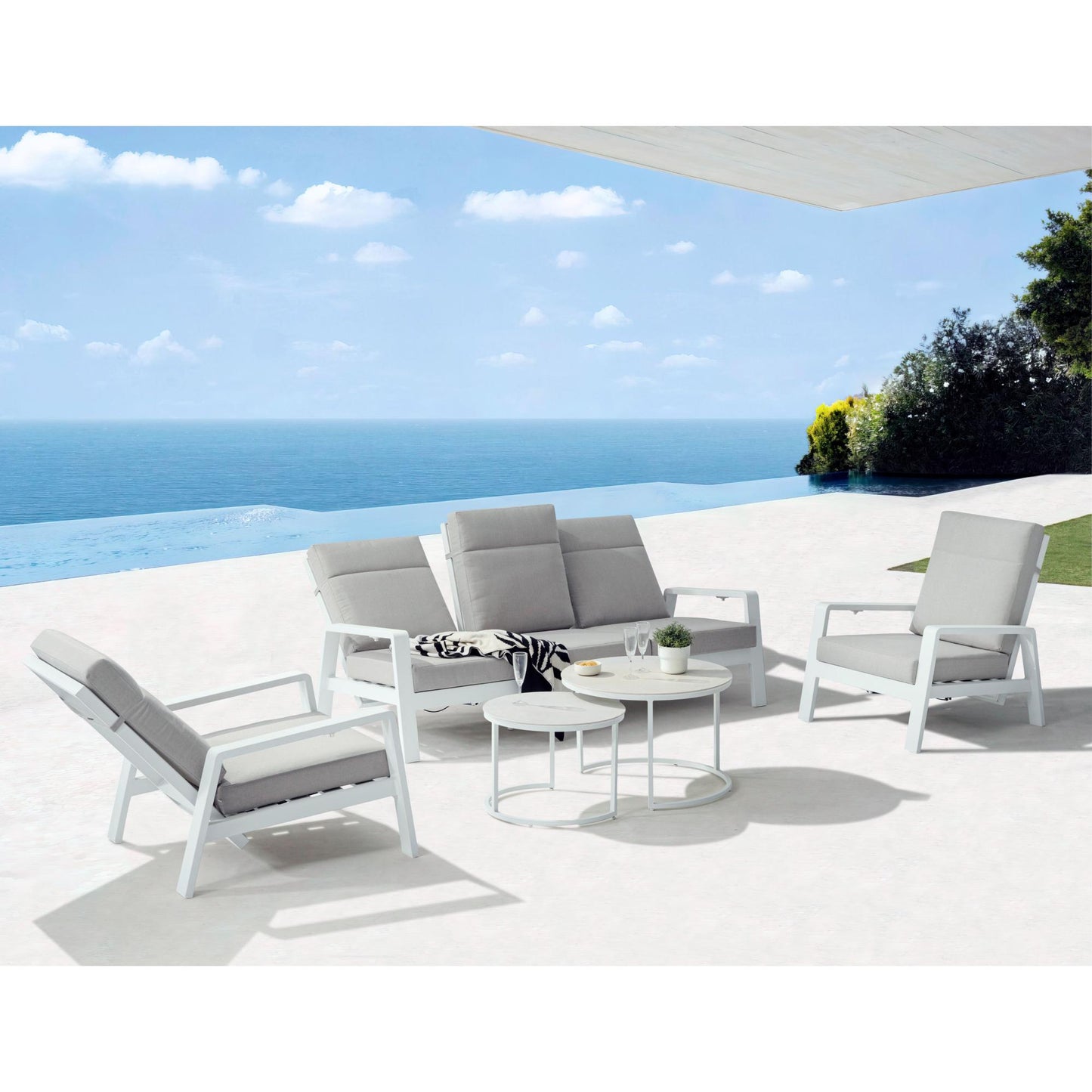 Sofá 3 plazas Albury aluminio blanco