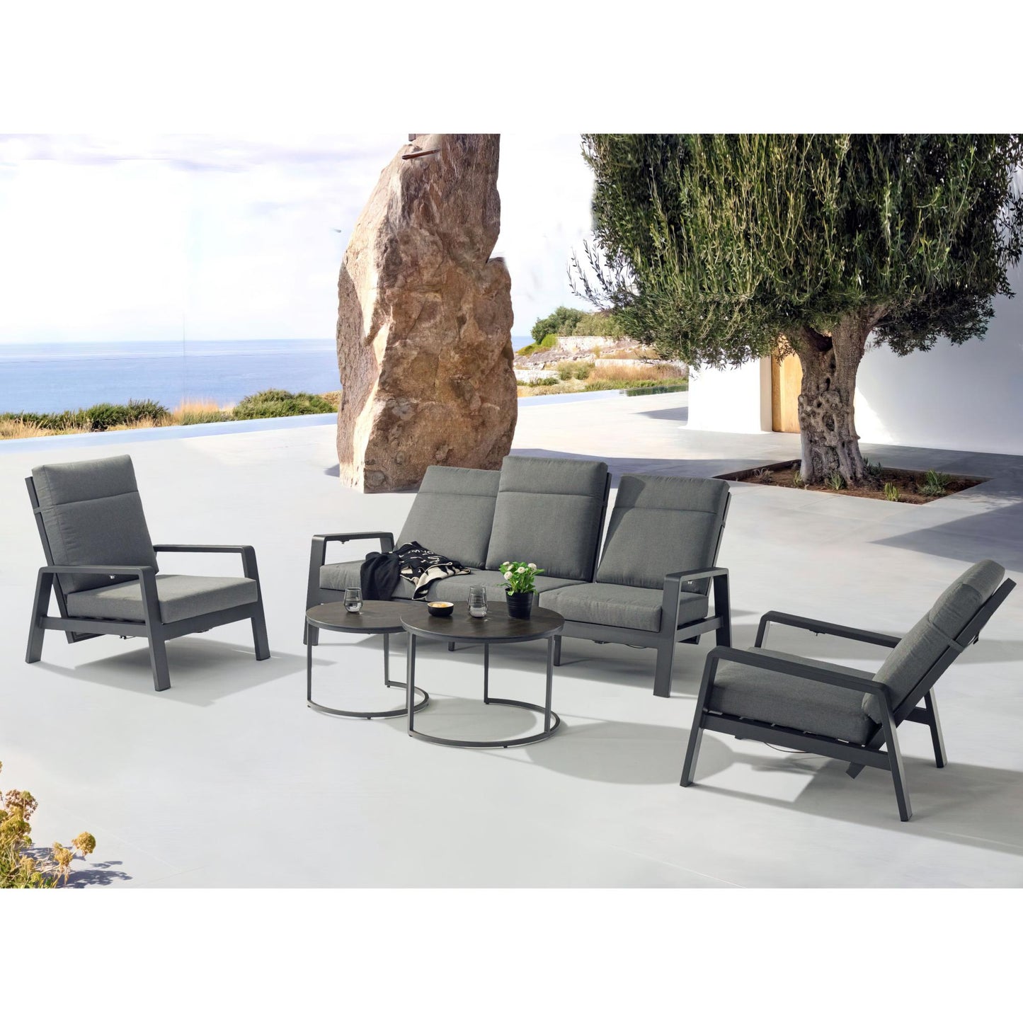 Sofá 1 plaza Albury aluminio antracita