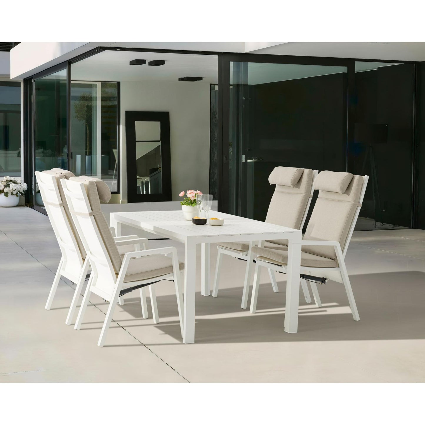 Sillón de comedor Albury aluminio blanco