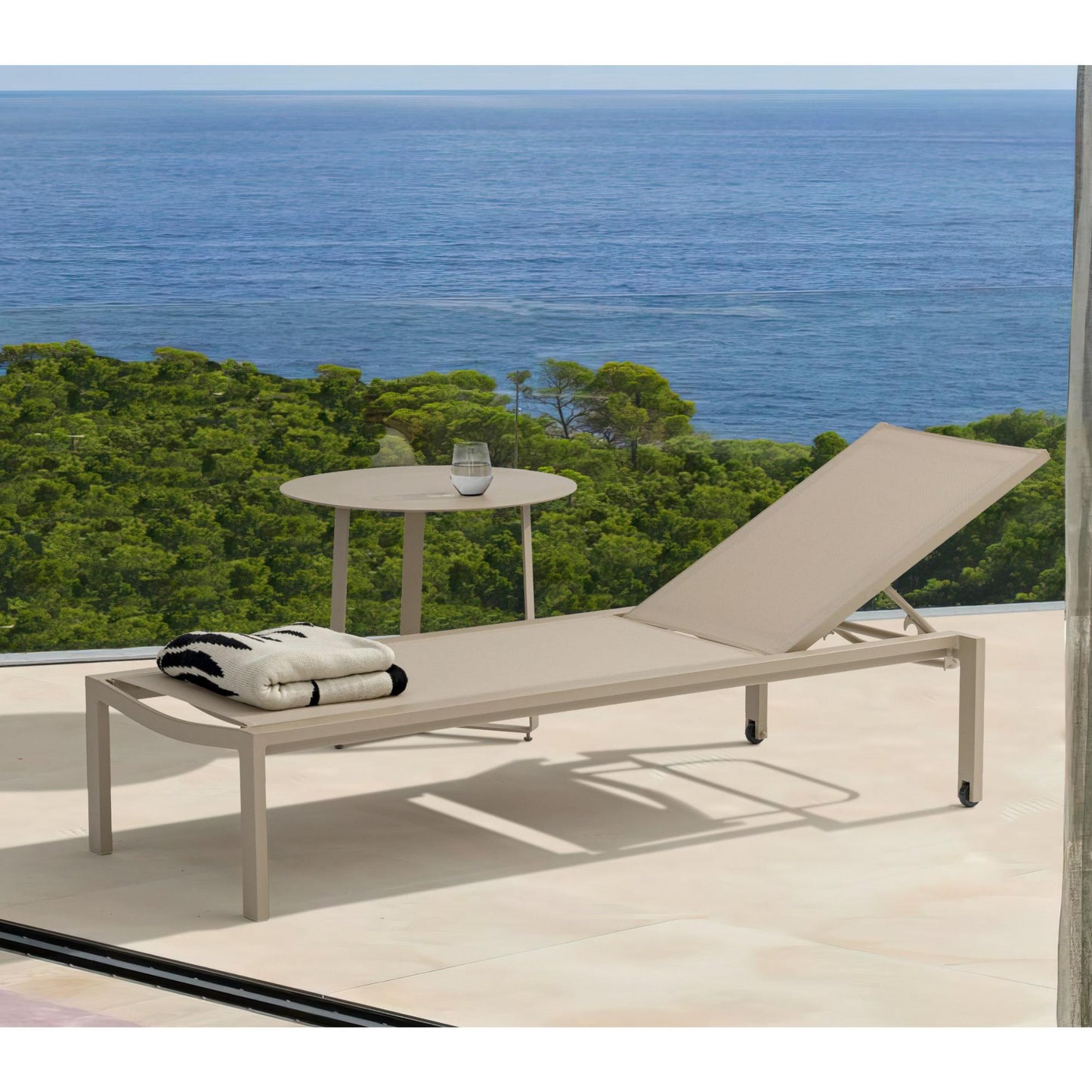 Mesa auxiliar Bangor Ø 60 cm aluminio taupe