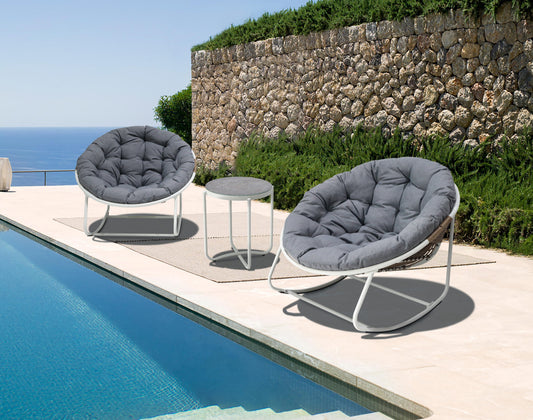 Butaca balancín Bely aluminio y rattan sintético