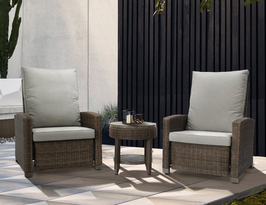 Mesa auxiliar Brent aluminio y rattán sintético