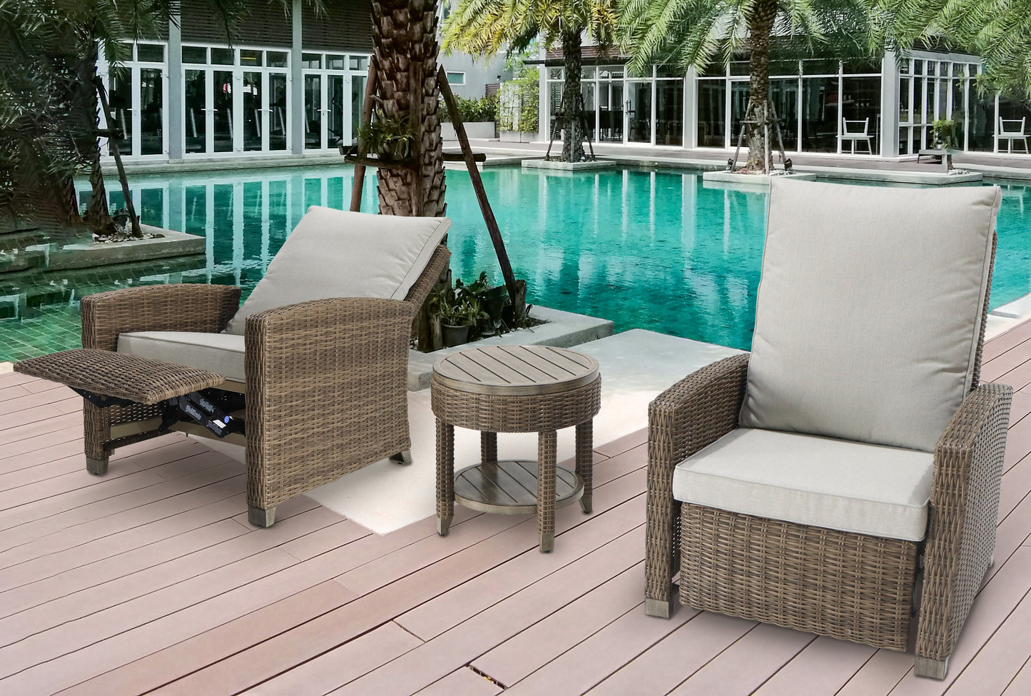 Mesa auxiliar Brent aluminio y rattán sintético