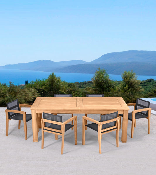 Sillón Teca con brazos Candon textilene negro