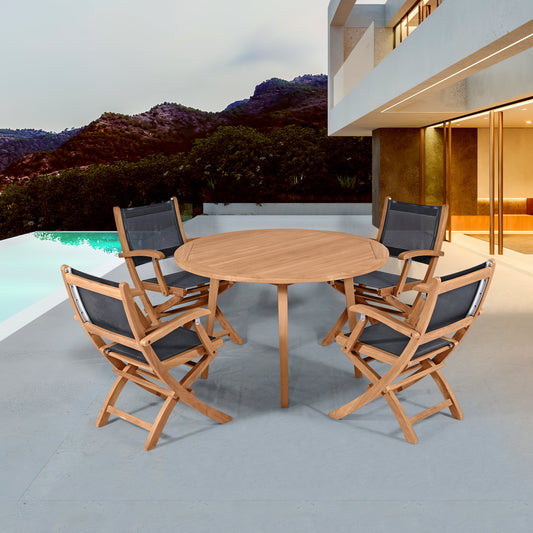 Silla Teca plegable con brazos Candon textilene negro