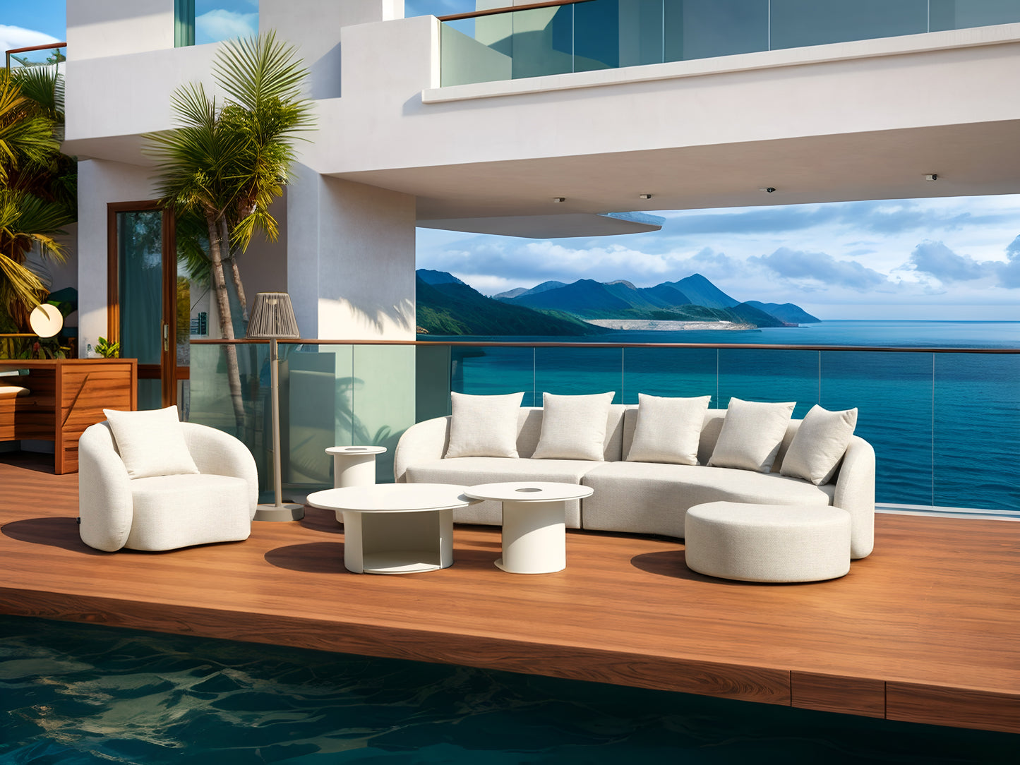 Mesa de centro redonda Corinto Ø 100 cm aluminio blanco