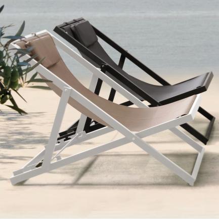 Tumbona Davis aluminio blanco y textilene taupe