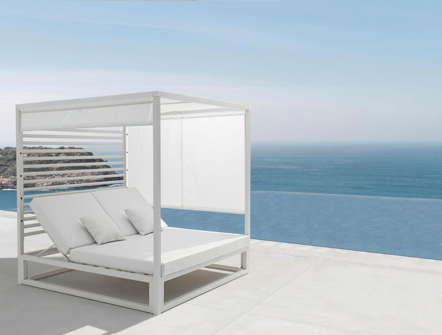 Daybed Edna aluminio y tejido náutico blanco