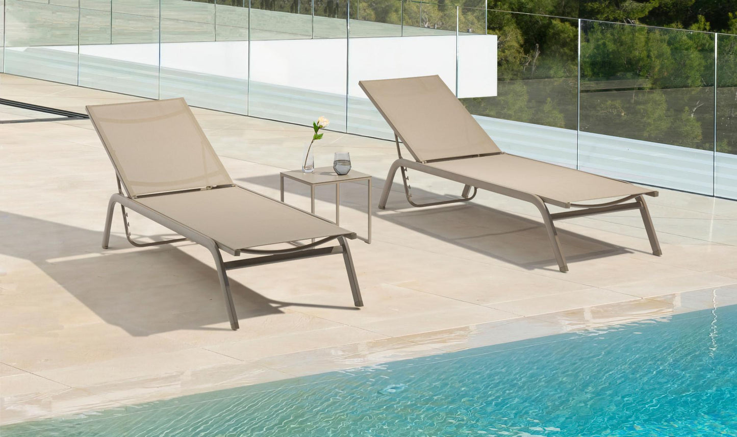 Tumbona Galt aluminio taupe y textilene taupe