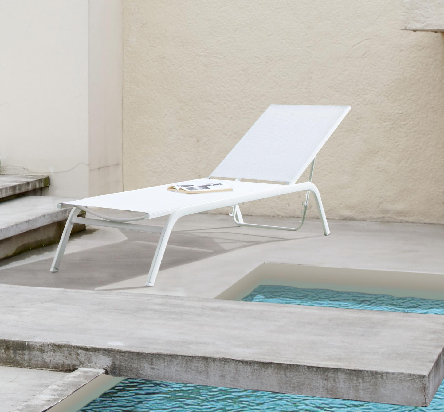 Tumbona Galt aluminio blanco y textilene blanco