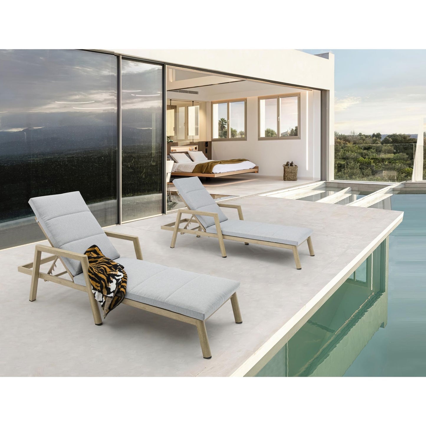 Tumbona Harmony aluminio efecto madera.