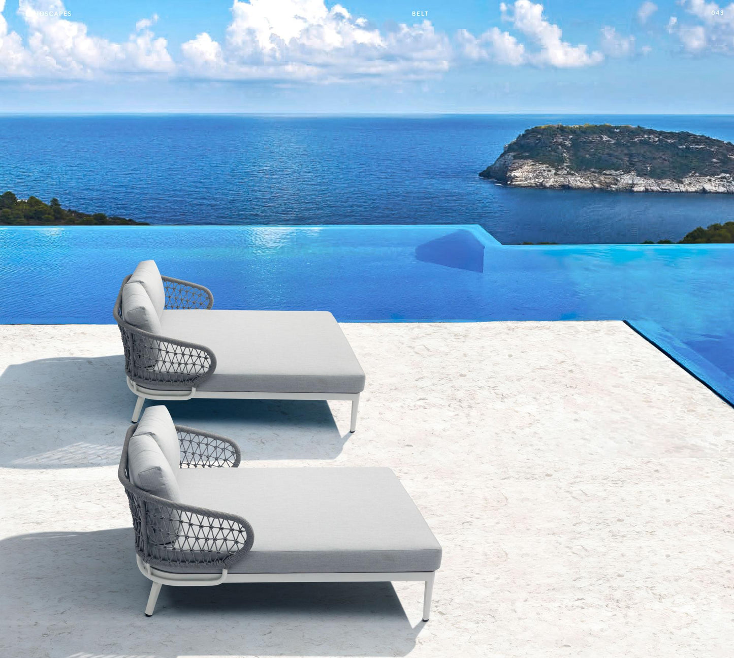 Daybed Isabela aluminio blanco y textil gris claro