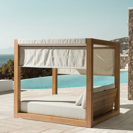Daybed Java 220 x 196x200 cm aluminio efecto teca natural