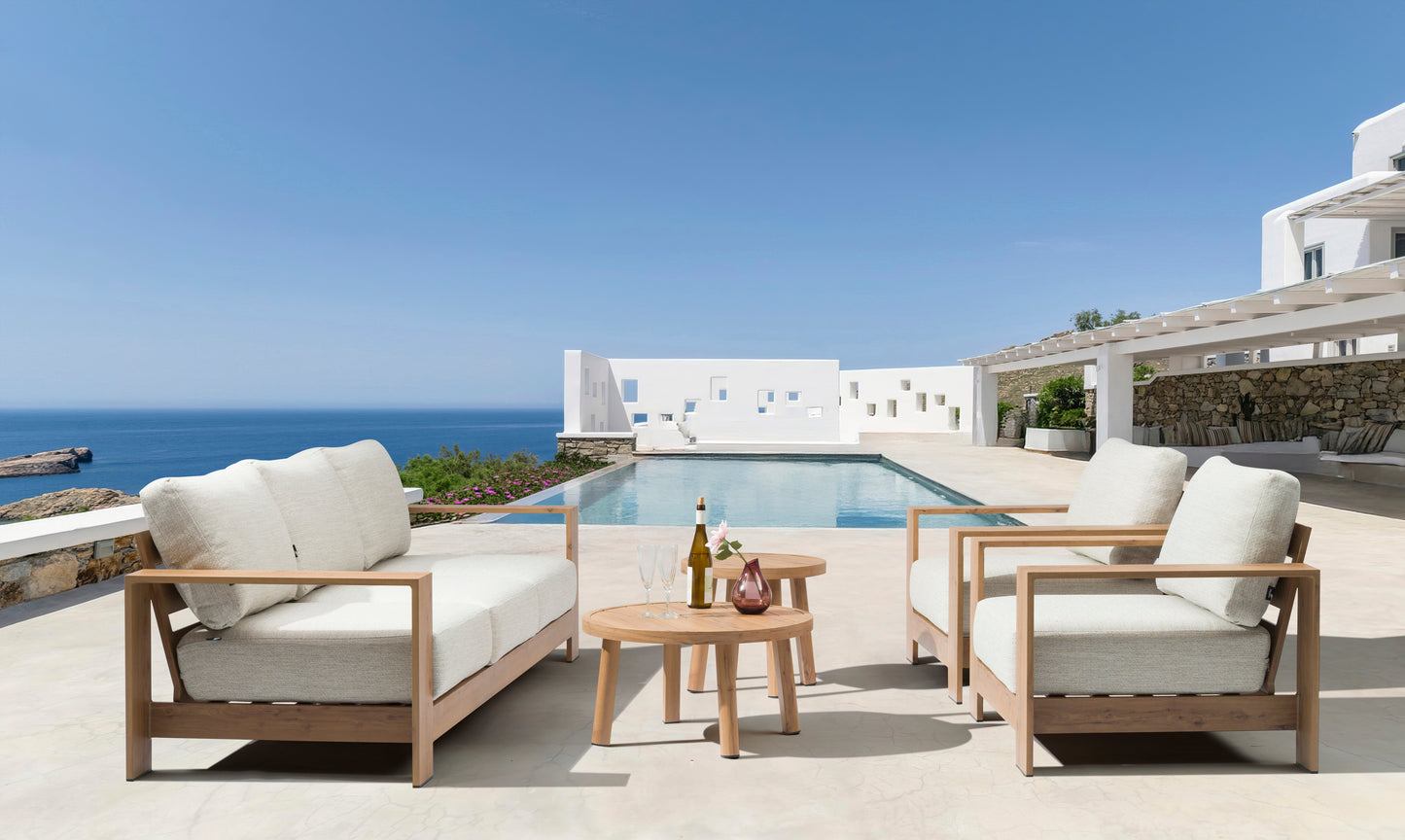 Sofá 1 plaza Java 100x85x68 cm aluminio efecto teca natural