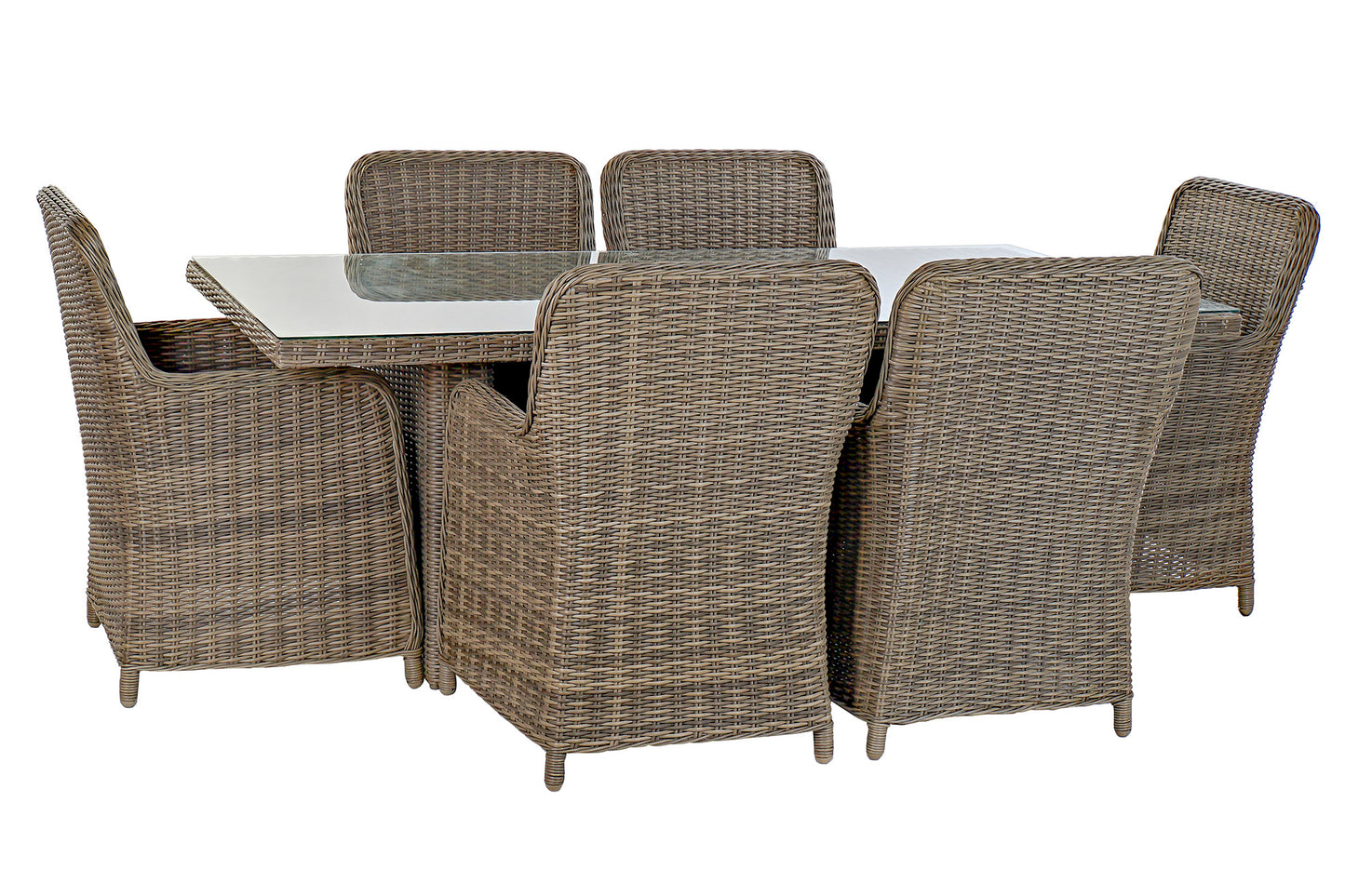 Conjunto Comedor Jardín Fibra Sintética Mesa + 6 Sillones