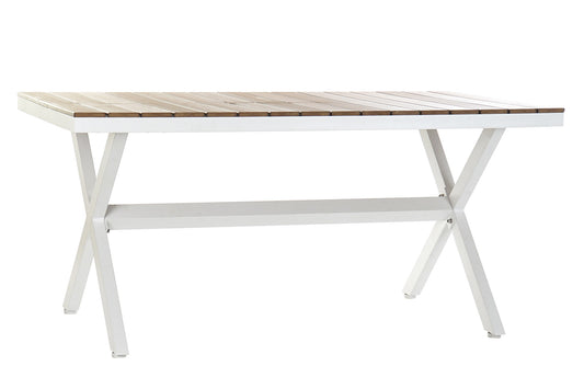 Mesa de Comedor Exterior Rectangular Aluminio Blanco 160x90 cm