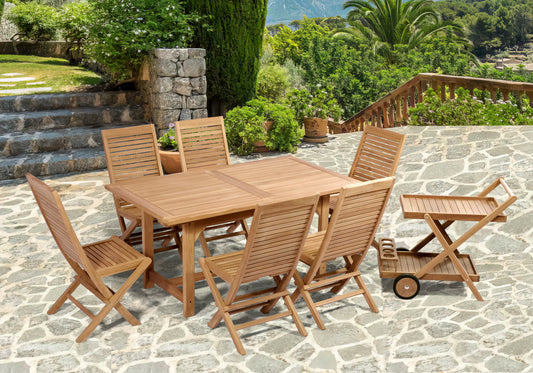 Mesa Teca rectangular extensible Mati 160/210x90 cm