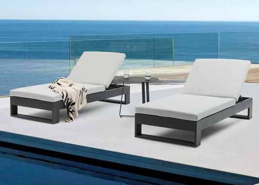 Tumbona Niland aluminio antracita y cojinería gris medio