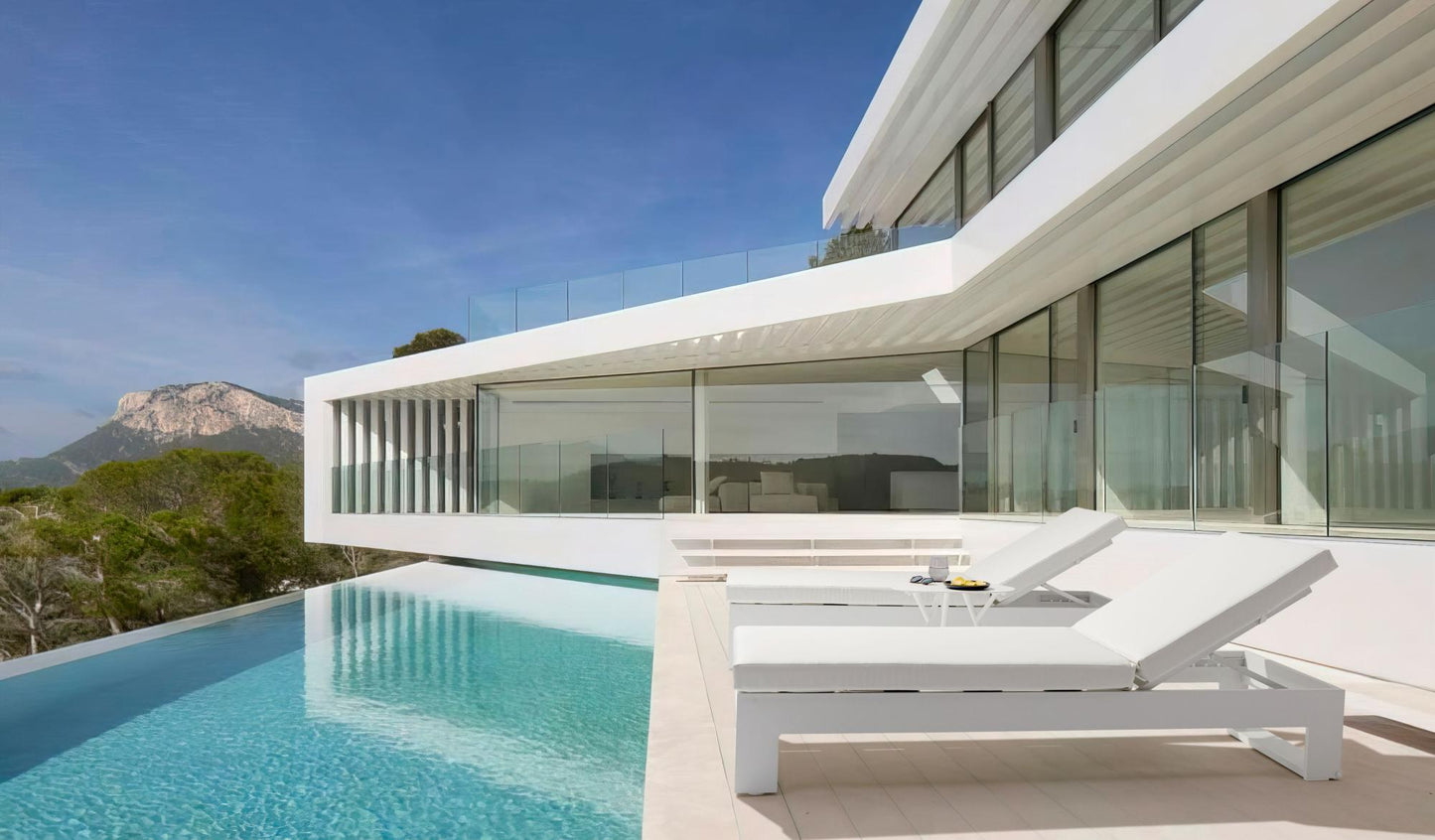 Tumbona Niland aluminio y tejido náutico blanco