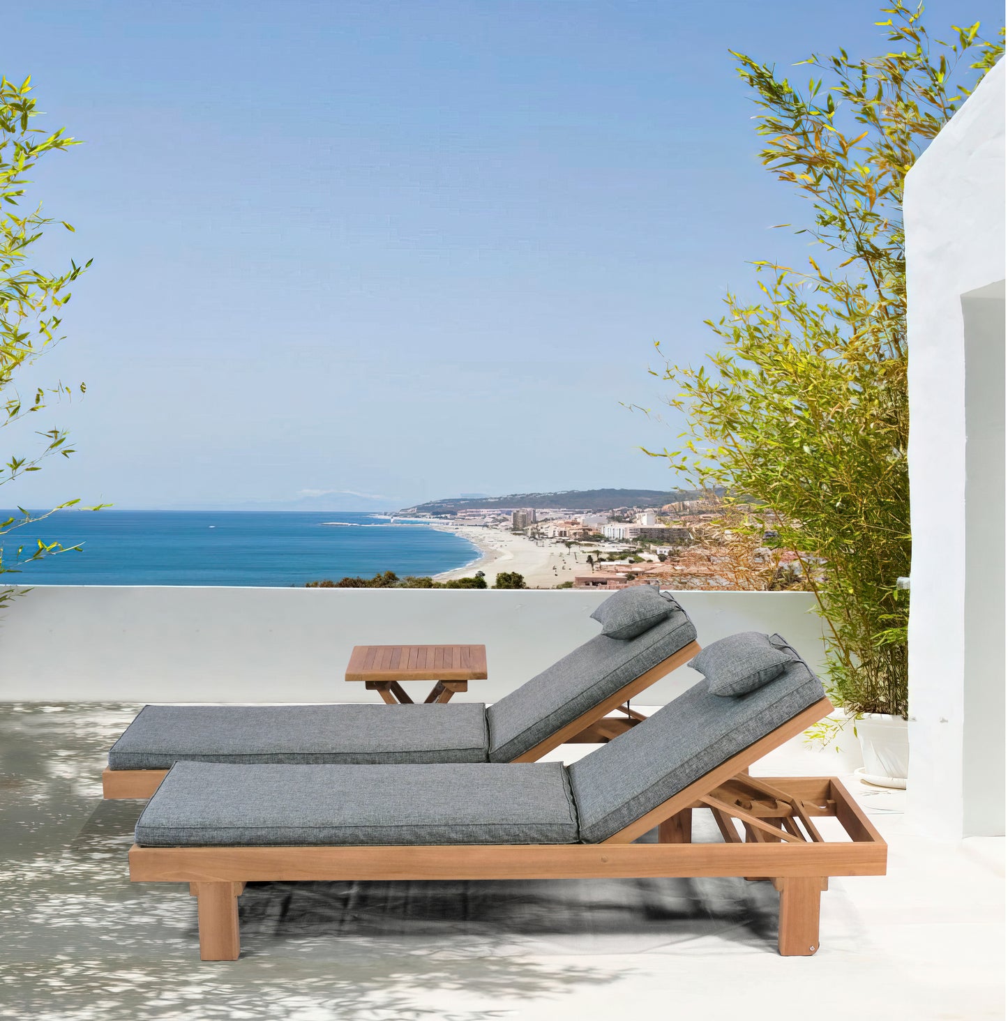 Cojín para tumbona Roxas 59x196x5 cm color beige