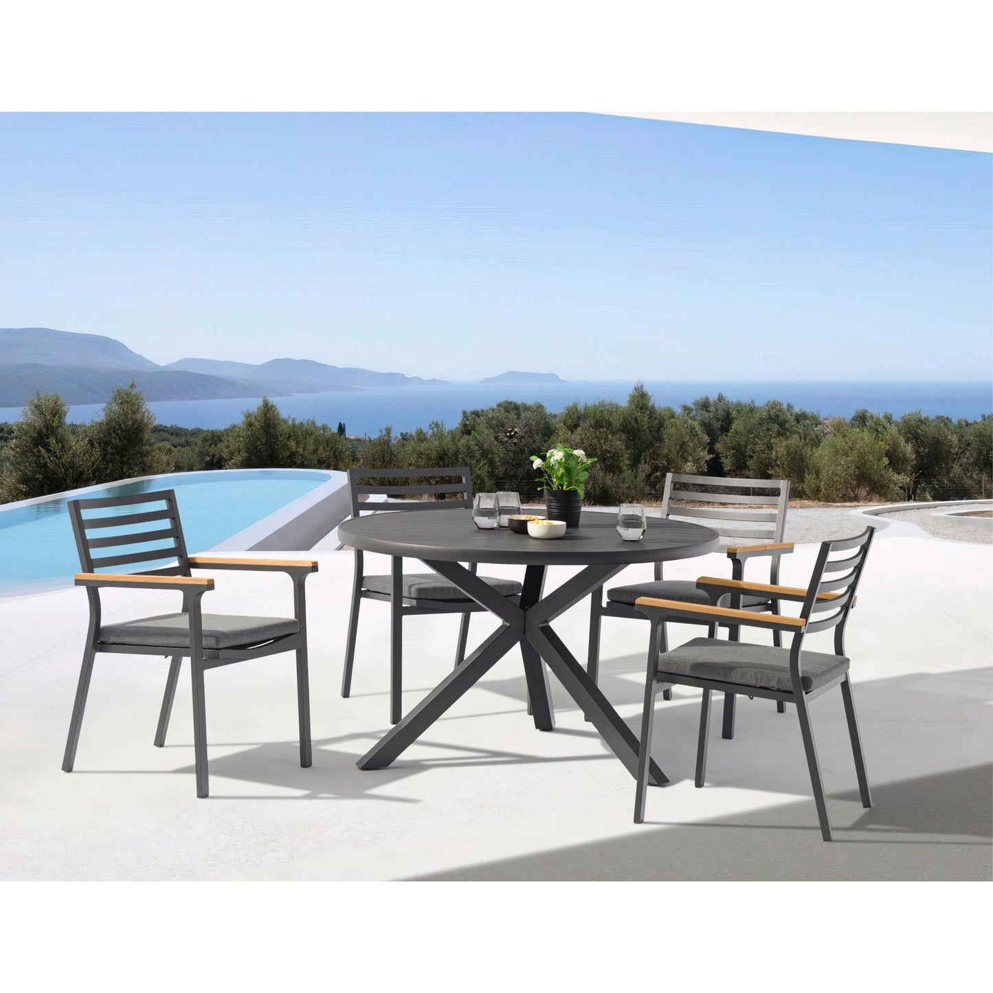 Mesa redonda Yowah aluminio blanco Ø 120 cm