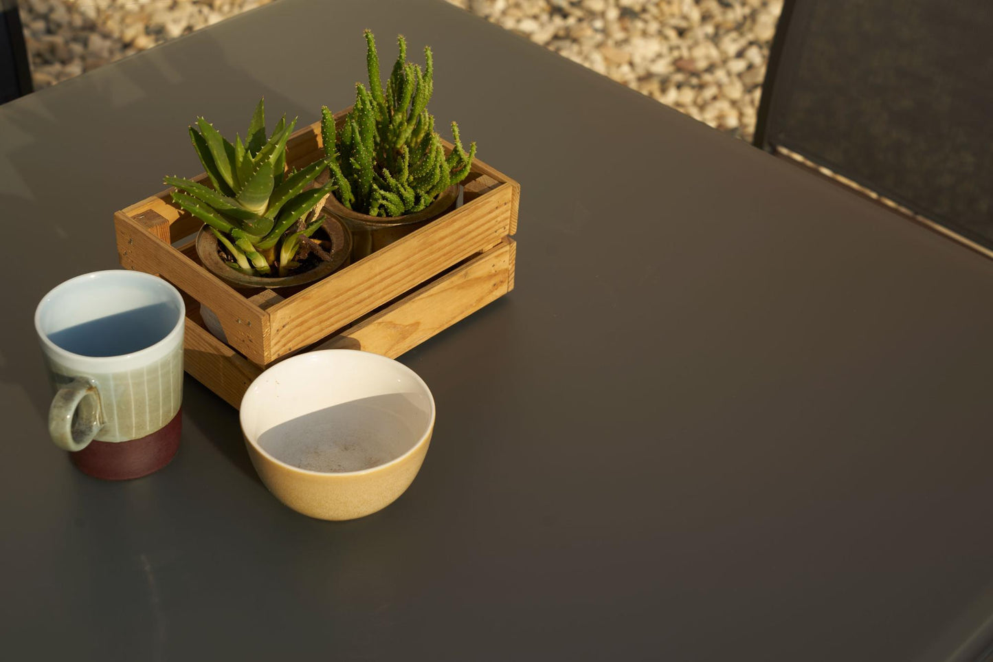 Mesa de comedor Adin 160*90 cm aluminio y cristal antracita