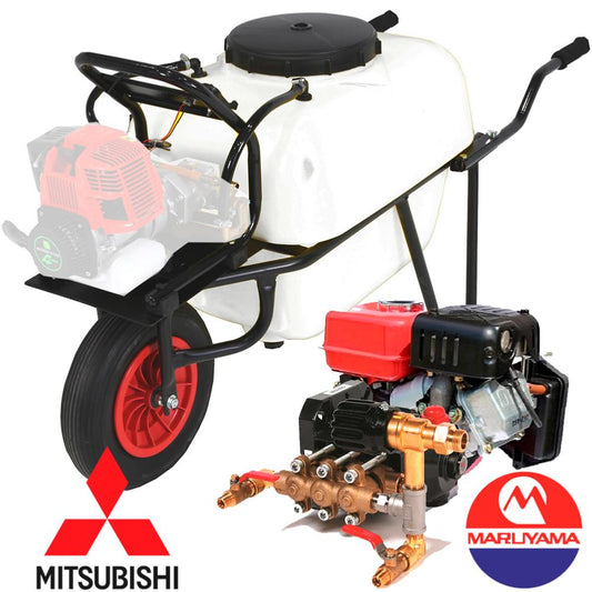 Carretilla sulfatadora Maruyama motor Mitsubishi 100L 40bar 15ltr/min 1 rueda