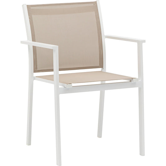 Silla de comedor Adin aluminio blanco y textilene taupe