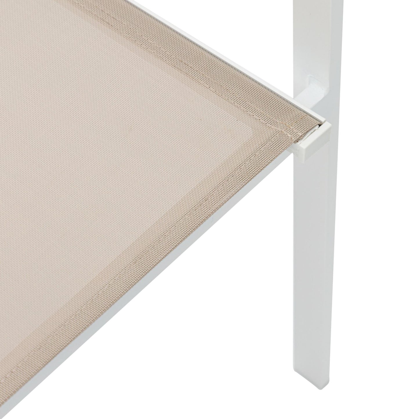 Silla de comedor Adin aluminio blanco y textilene taupe