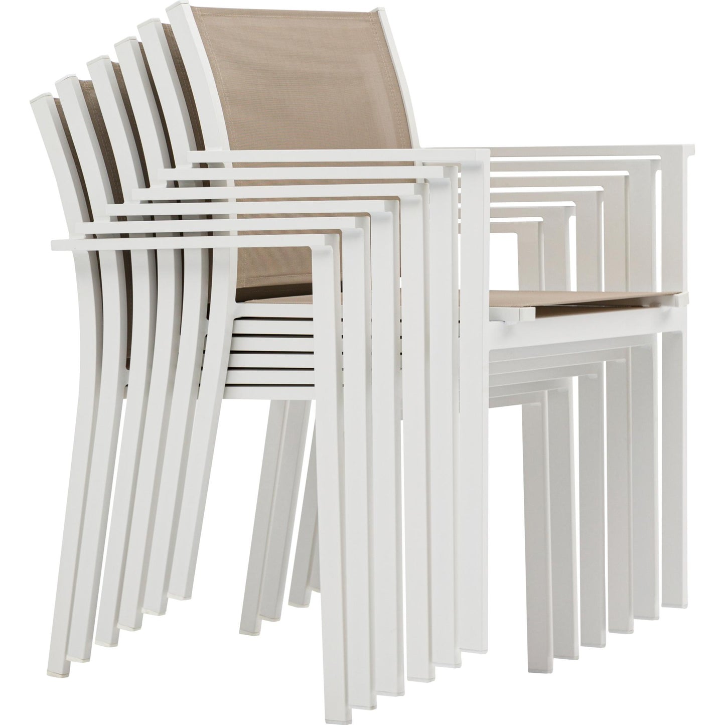 Silla de comedor Adin aluminio blanco y textilene taupe