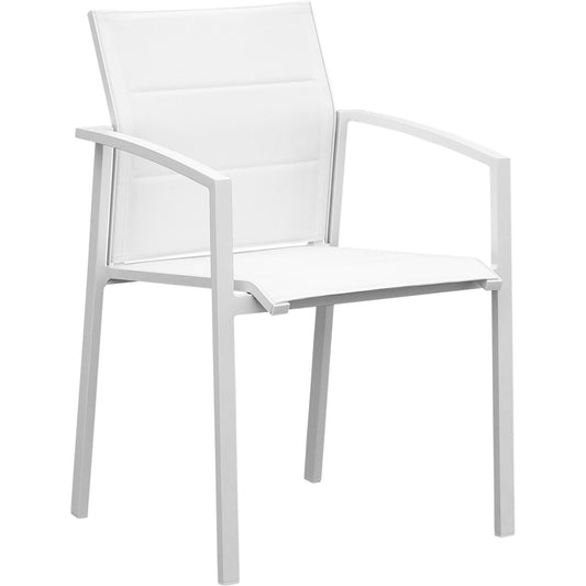 Sillón de comedor ORICK aluminio y textil blanco