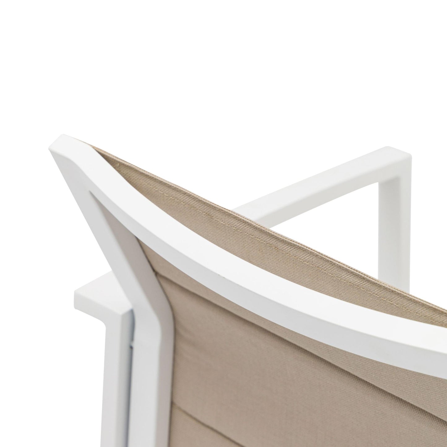 Sillón de comedor ORICK aluminio blanco y textil taupe