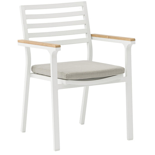 Silla de comedor Broome aluminio blanco  y teca