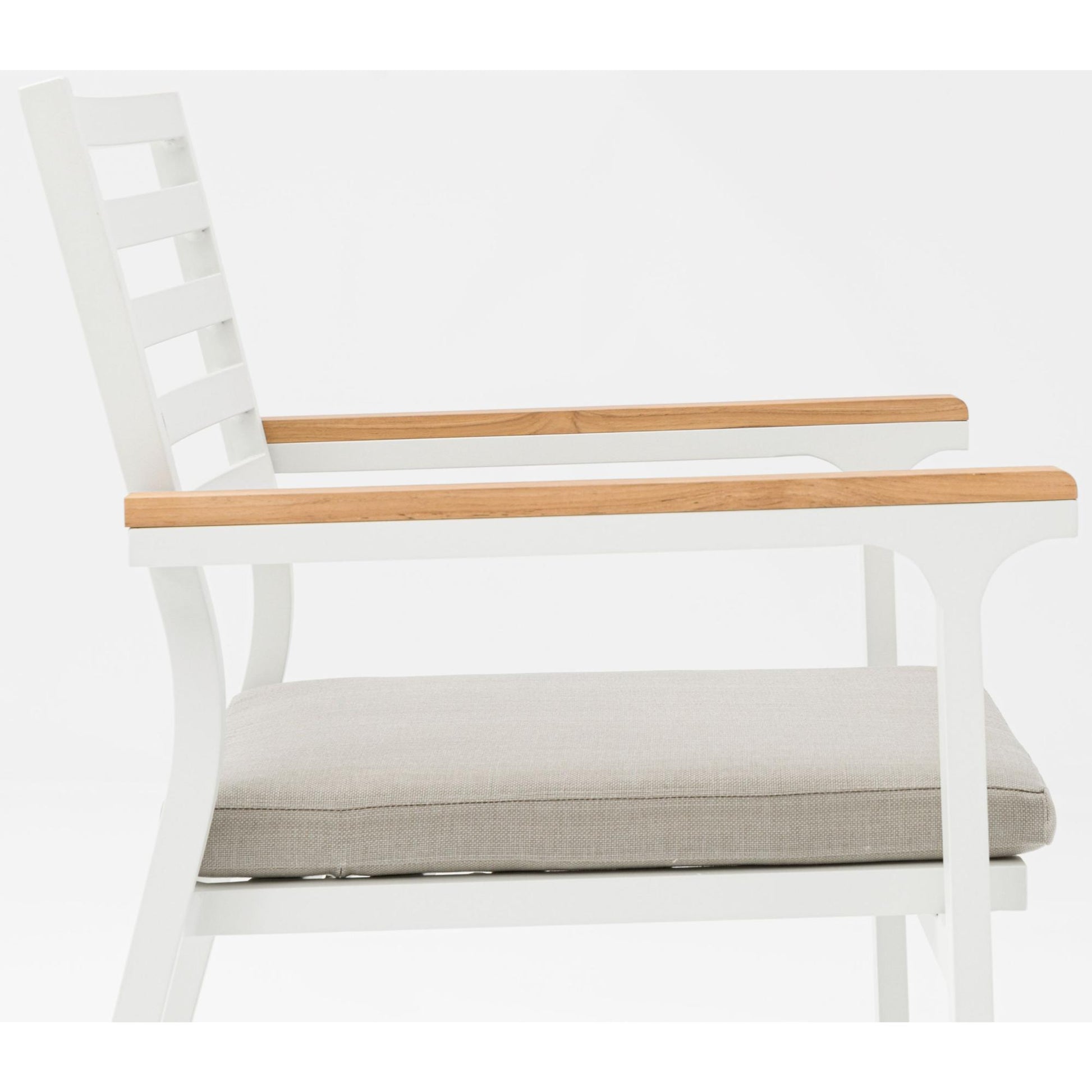 Silla de comedor Broome aluminio blanco  y teca
