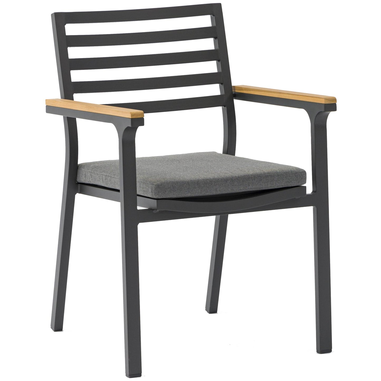 Silla de comedor Broome aluminio antracita  y teca