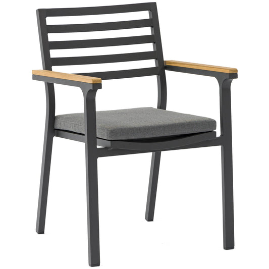 Silla de comedor Broome aluminio antracita  y teca