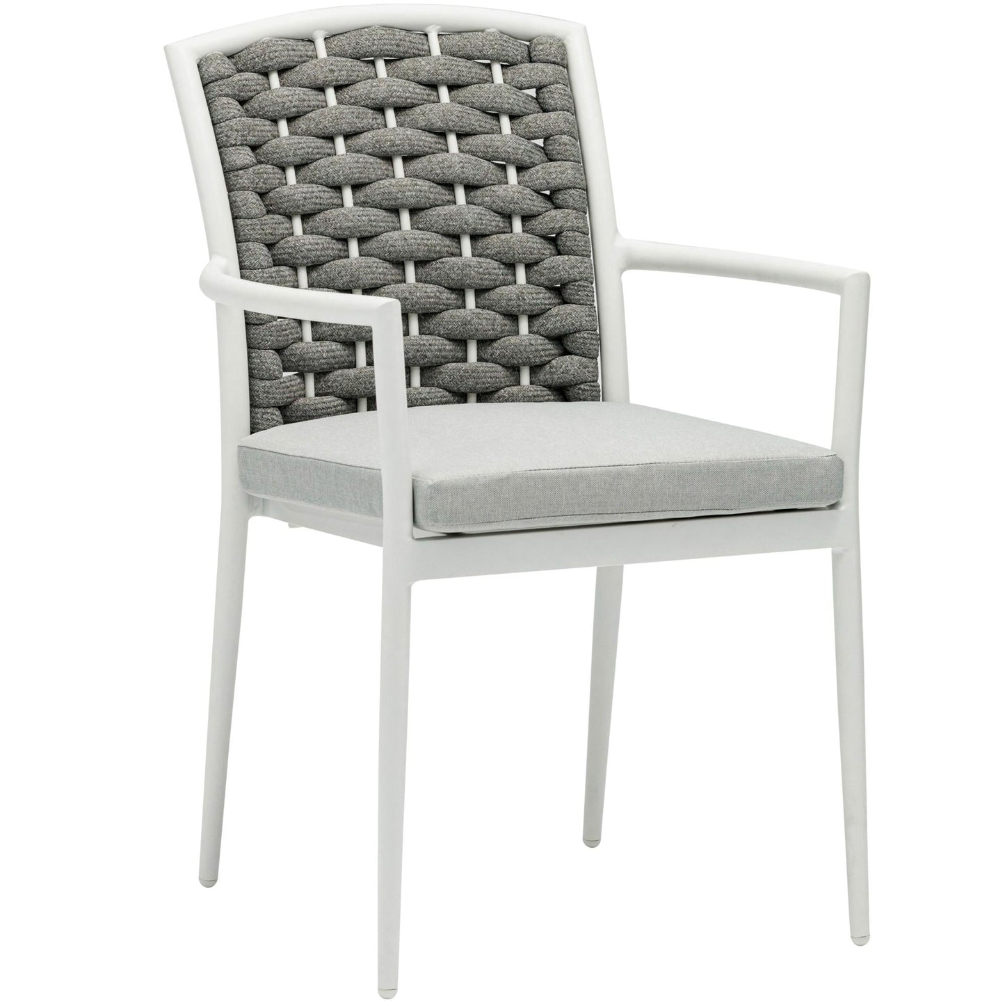 Silla de comedor Walga aluminio blanco cojín gris claro