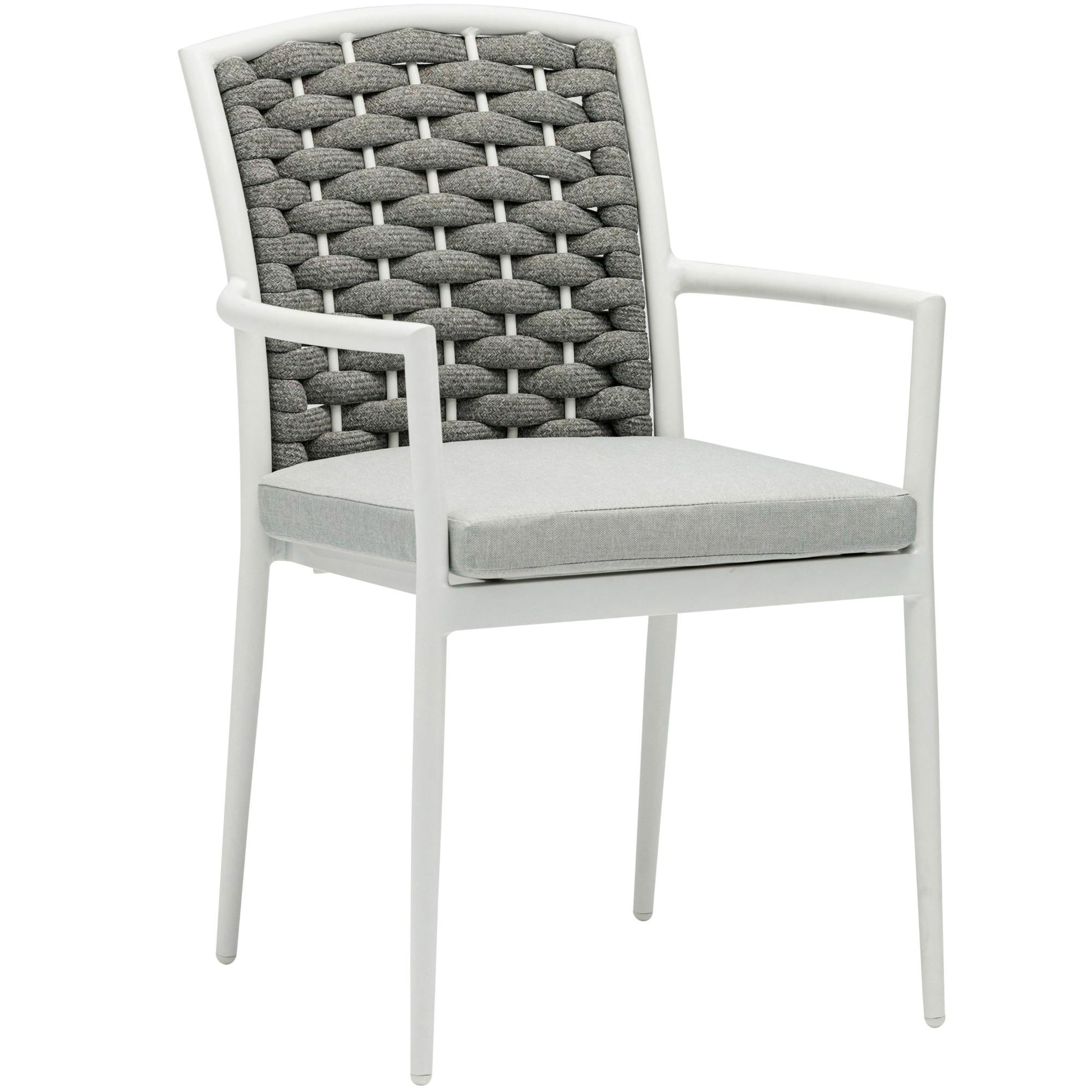 Silla de comedor Walga aluminio blanco cojín gris claro