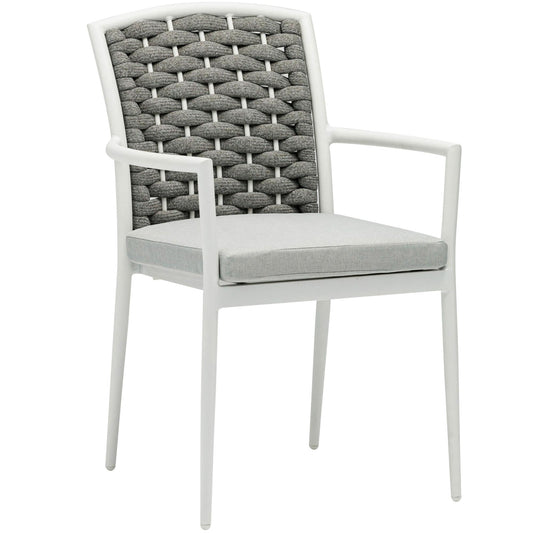 Silla de comedor Walga aluminio blanco cojín gris claro